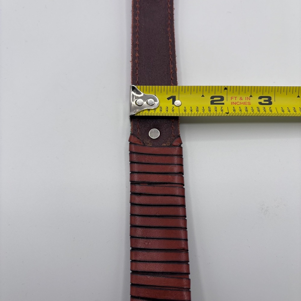 Vintage 90s Fossil Belt Womens M Multicolor Woven Leather Concho Boho Western - Picture 7 of 7